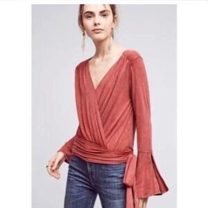 Flowy slit bell sleeved top